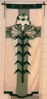 Easter hanging with appliqued Easter lilies