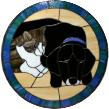 Cat and dog stained glass
